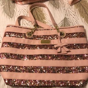 Betsey Johnson pink sparkly tote